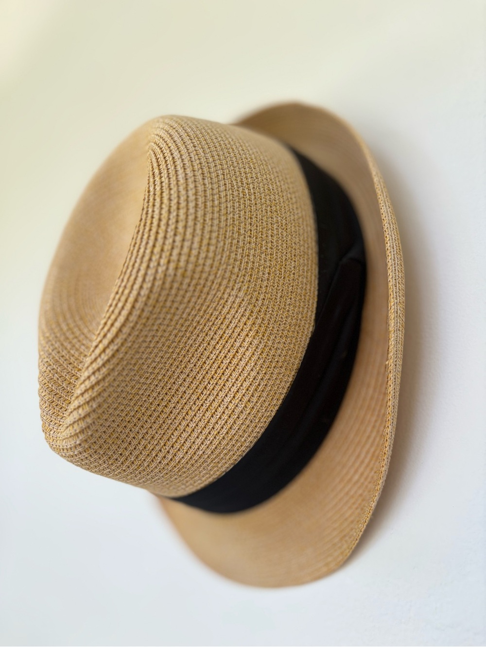 Woven Tan Fedora Hat with Black Band — Women's Summer Accessory